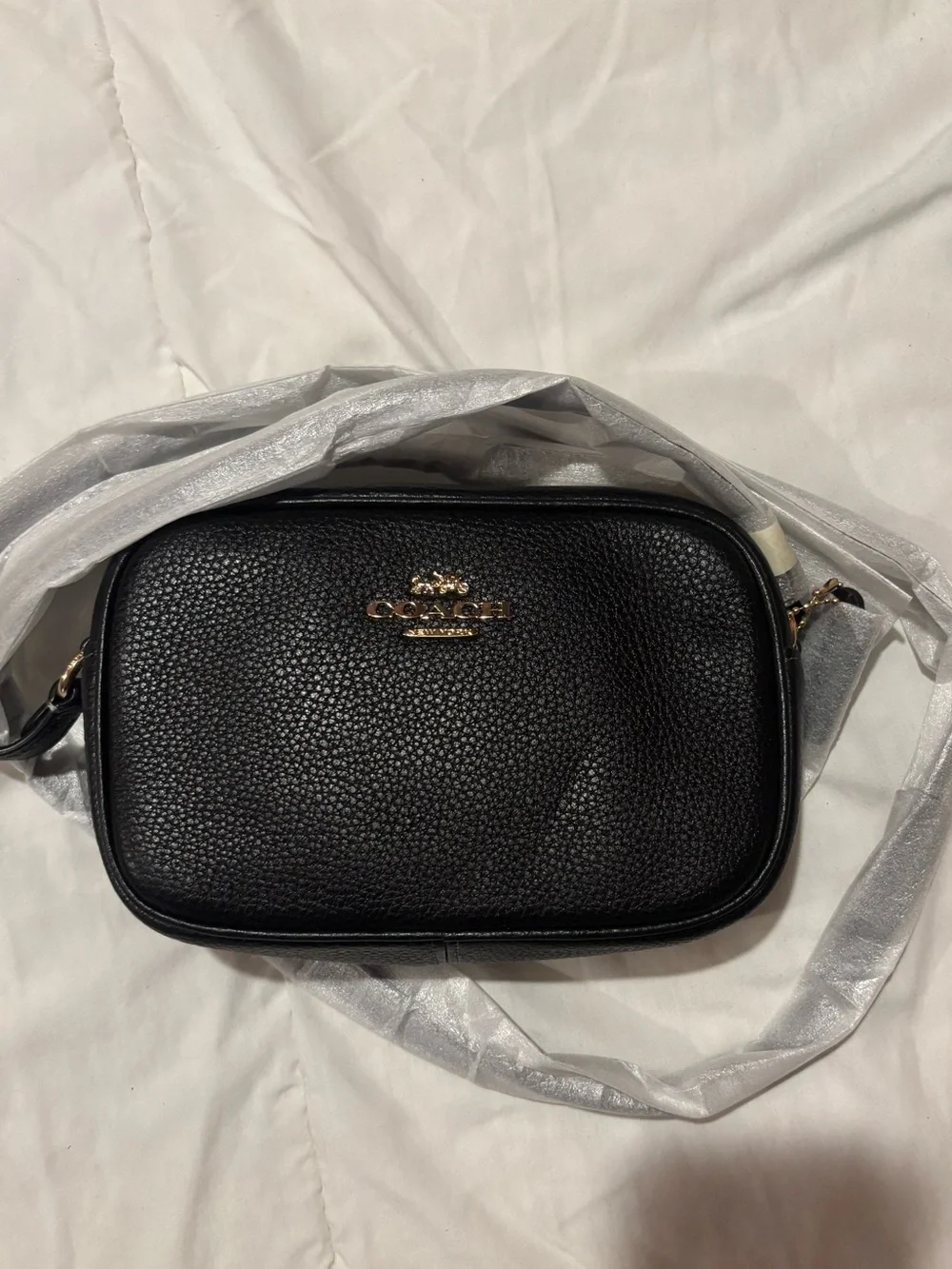 Coach Black Leather Crossbody bag with Gold Hardware